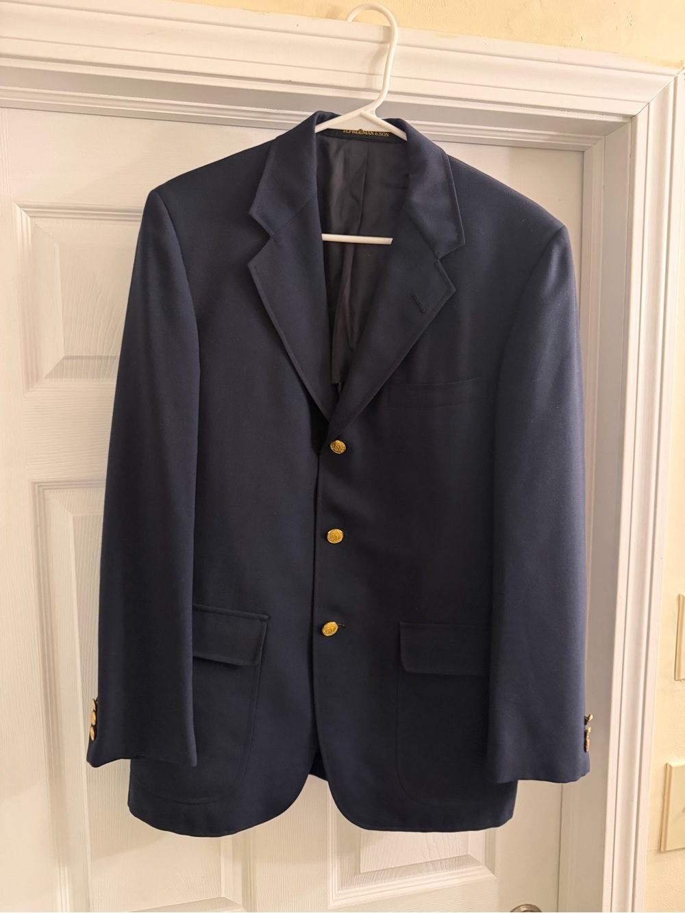 Patrick James Navy Sport Coat w Gold Buttons - Classic Single-Breasted Blaze 42R